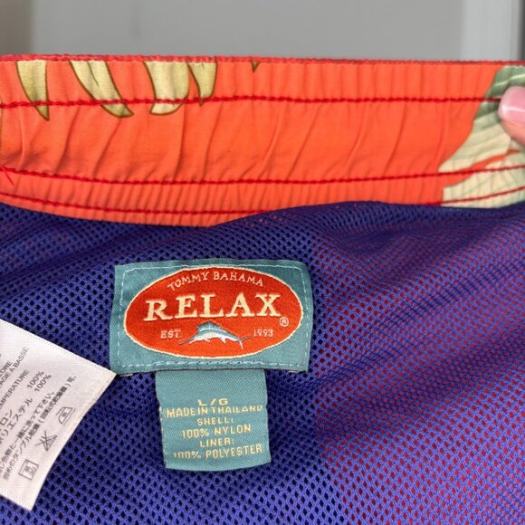 TOMMY BAHAMA Relax Swim Trunk Men XL Mesh Lined Orange Pocket Pull On Drawstring - Picture 7 of 7